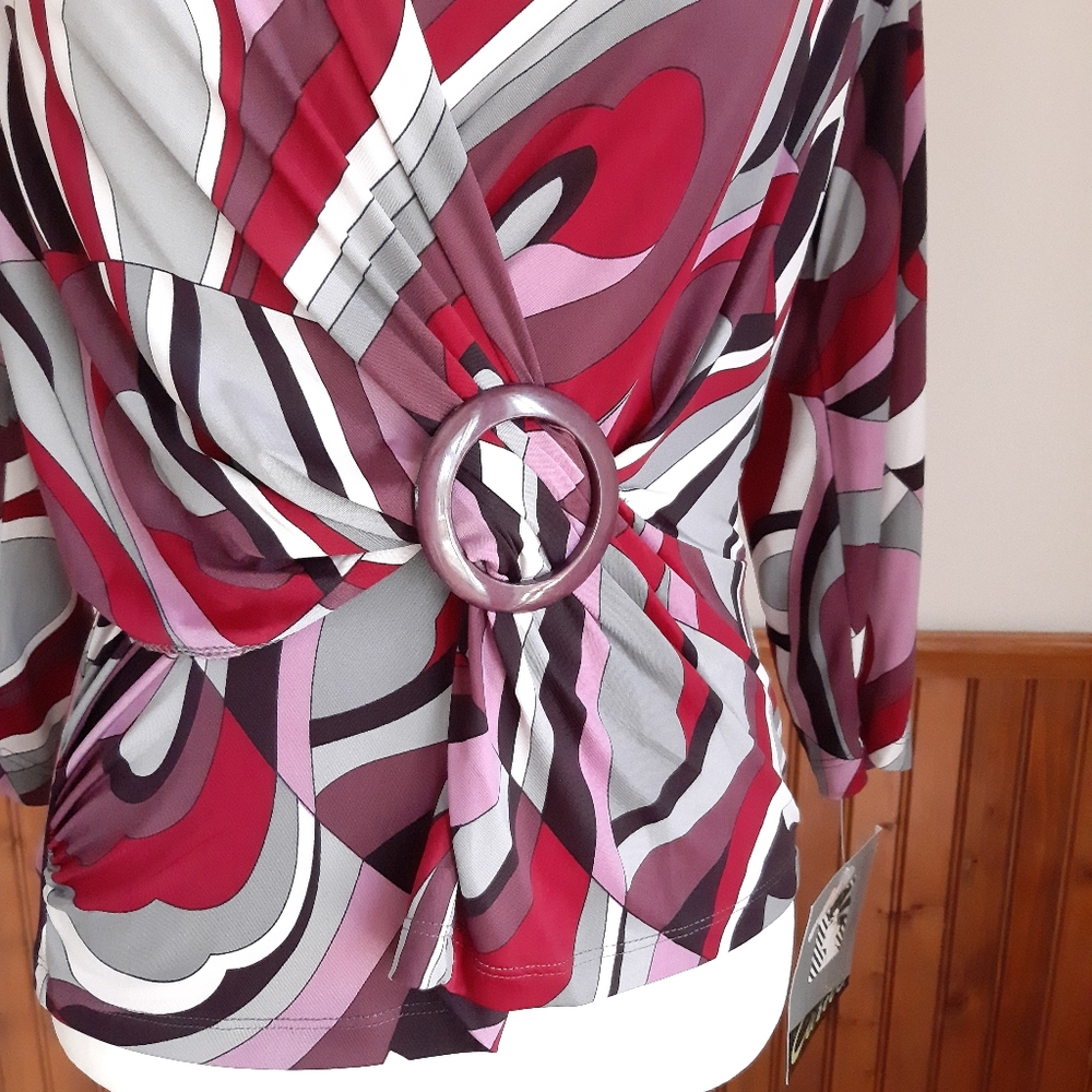 NWT Caribe Multicolor Blouse size Petite Medium - Picture 4 of 12
